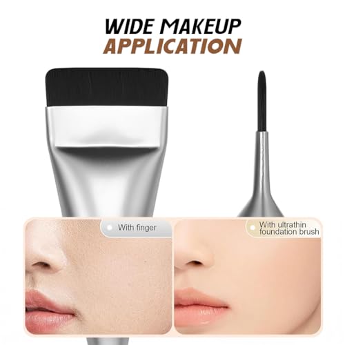 Image of Gleva Glass Skin Foundation Brush Ultra Thin - Flat Kabuki Travel Makeup Brush for Liquid Foundation Cream, Powder, Concealer Blending - Soft Dense Bristle Korean Makeup Brush For Women & Girls