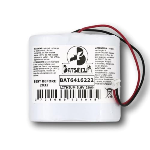 BATSÉCUR - Pile Alarme BAT6416222 Compatible Delta Dore 6416222, BP CS 8000 Tyxal+, Bat CS 8000-SI-SEFIO3 Tyxal+ - 3.6V 26Ah Li-SOCl2