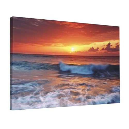 Toile murale colorée coucher de soleil salon chambre tableau décoration 30x45cm