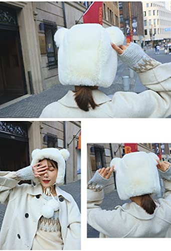 Women Bear Hat Cute Animal Trapper Hat Girl Winter Earflap Beanie Warm Tropper Windproof Hooded Hat Headwear3