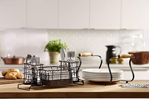 Inspired Living by Mesa Inspired Living Utensil Silverware Organizer in Black Rustic Collection Buffet Caddy,