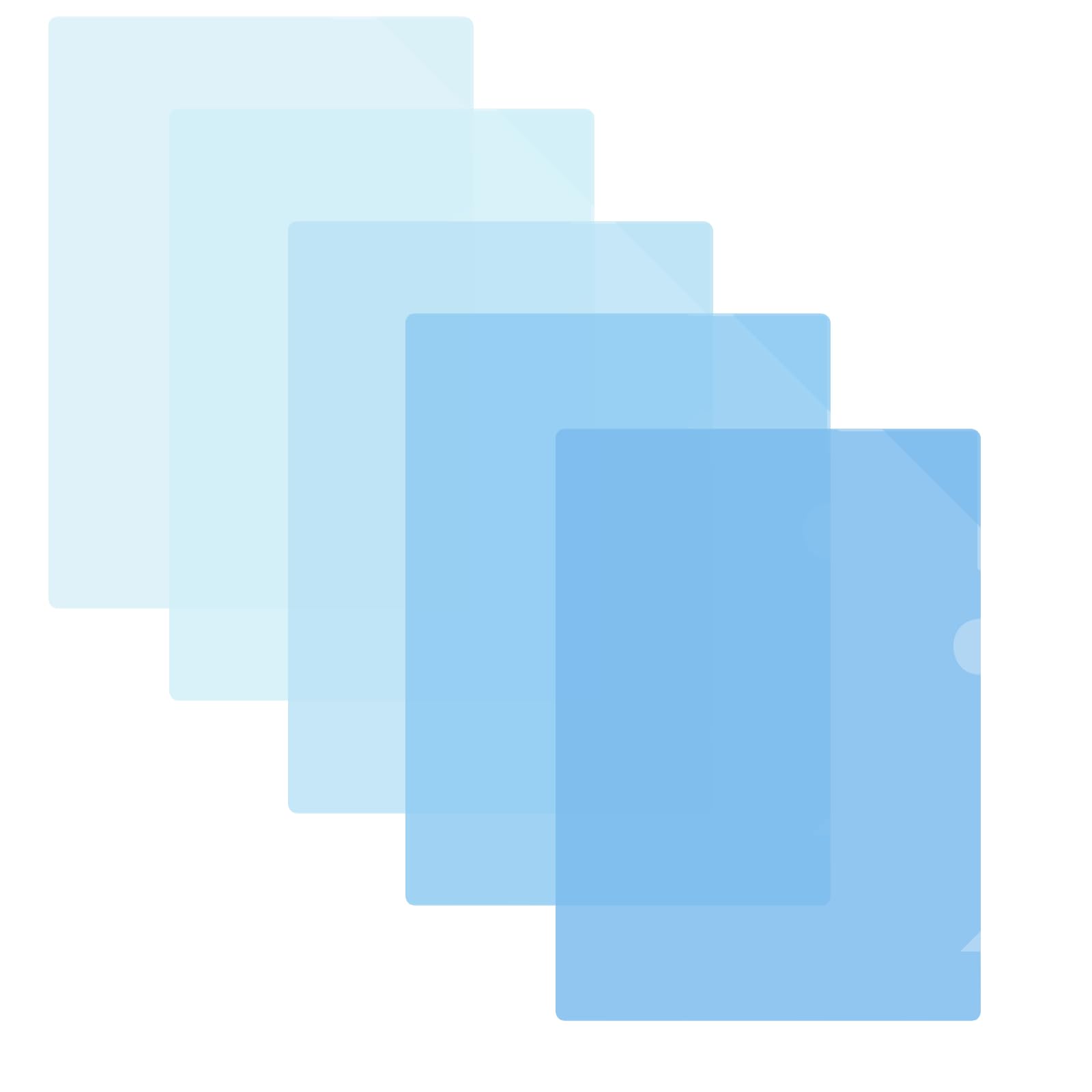 BAYTORY 5Pack L-Type Plastic File Folders, Gradient Plastic Sleeves for Letter Size 11×8.5 inches, Folder Paper Sheet Protectors for Documents Office