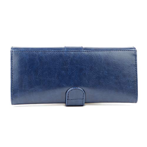 Image of Nevis Blue Crunch Leather Women's Clutch (NVS-CRUNCH-LEATHER-W-WALLET-064)