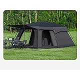 キャンプのための高級テント部屋 4-10 人防水 ポータブル折りたたみ全自動、クイックオープンキャンプ日焼け防止厚手防雨、完全閉鎖、折りたたみ式大型、日よけ、簡易、軽量、防水、キャンプ、アウトドア、公園、おしゃれ (ブラック,380*260*180cm5～8人)