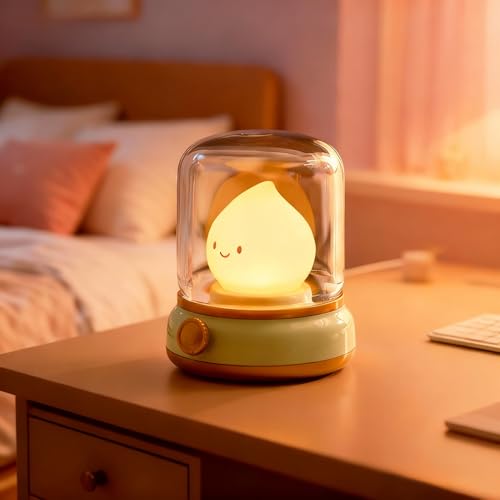IHALO Mignonne Veilleuse au Kérosène, Lumière Douillette, LED Rechargeable, Lampe de Douche, Jolie Décoration, Veilleuse pour Adultes, Lampe Froide, convient variété cadeaux de vacances Vert