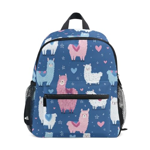 Kcldeci Toddler Backpack for Girls Boys Llama Alpaca Heart1 Kindergarten Elementary Preschool Kids School Bag Book Bag S