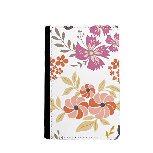 Étui portefeuille de voyage passeport design classique fleurs orange et blanc