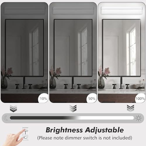 Image of LED Bathroom Vanity Light Fixture Over Mirror Chrome,Stainless Steel Vanity Light for Mirror 22W,6000K Cool White Over Mirror LED Lighting Fixture for Bathroom(25 Inch)