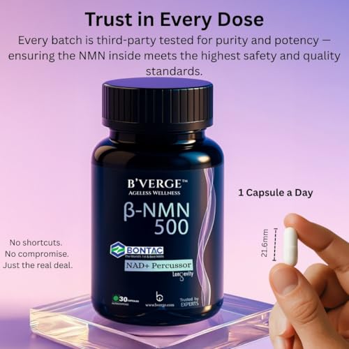 Image of BVERGE NMN Supplement 500mg |100% Purity | BONTAC Pro NMN World's Most Trusted & Trusted by Experts | Healthy Ageing | Repair Cells | Boost NAD+ | Enhance Muscle | Neuro Function (500MG 30 Capsules)