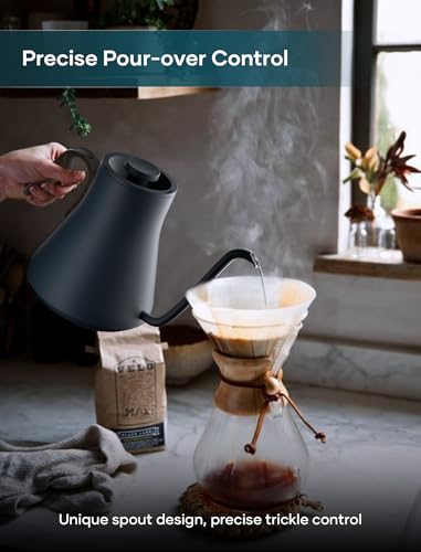 Image of INTASTING Gooseneck Electric Kettle with 1℉ Temperature Control, 0.9 Liter | Fast Heating, Stainless Steel Interior, for Pour Over Coffee, Tea & Boiling Water, Keep Warm, Auto Shut-Off, 1200W, Navy Blue