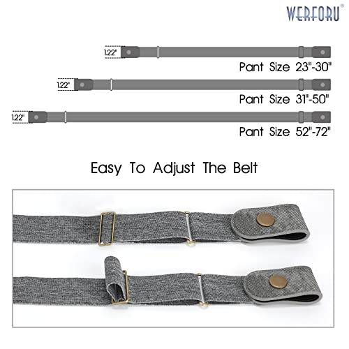 Image of WERFORU No Buckle Stretch Belt for Women and Men Elastic Waist Belt up to 72 Inches for Jeans Pants