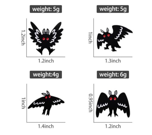 4pcs Punk Gothic Animal Bat Mothman Enamel Pins Backpack Hat Clothes Jewelry Brooch Metal Lapel Pin Accessories Gift for Friends2
