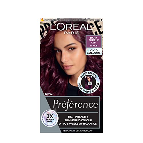 L'Oréal Paris - Tinte permanente para el cabello, brillo de larga duración y color intenso, para 8 semanas, preferencia vivas (colorista), morado oscuro 4,26, 1 paquete