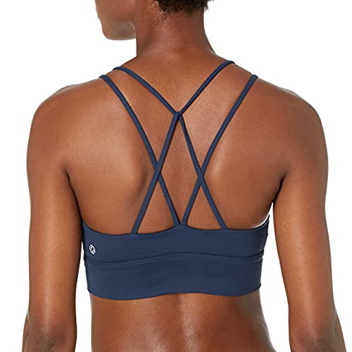 Core 10 Women's Plus Size Spectrum Strappy Longline Plunge Yoga Sports Bra, Navy, 2X #TOP1