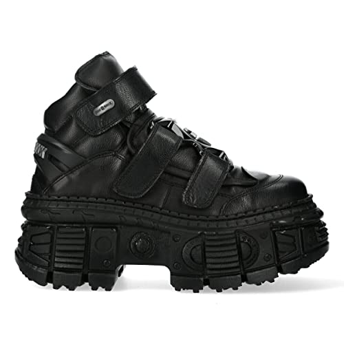New Rock WALL285-S2 Mens Black Leather Platform Goth Boots