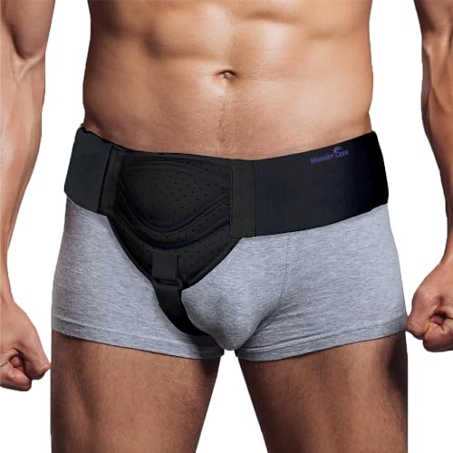 WC Hernia belt for men inguinal hernia support belt With Removable Compression Pads Groin hernia truss Flexible Adjustable Groin Straps Left or Right inguinal Hernia Truss Brace-S/M