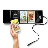 Witchy Cauldron Tarot Wrap & Bag — Velvet & Satin Tarot Card Holder, Reading Cloth with 3-Card Spread, Deck Storage for Tarot & Oracle Cards — Gift for Tarot Lovers — Black