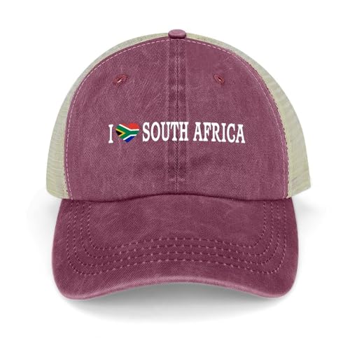 Yelolyio Casquette d'extérieur en maille pour homme avec inscription « I Love South Africa » en coton - Casquettes de baseball - Casquettes de pêche en maille - Casquettes de sports de plein air,