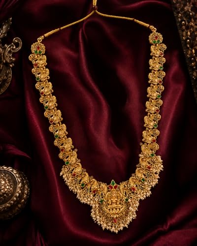 Image of Shining Diva Fashion Stylish Fancy Pearl Choker Traditional Jewellery Set for Women | Temple Necklace Set | Festive Wedding Party Necklace | 22k Gold Plated | Just Like Original Gold Jewellery