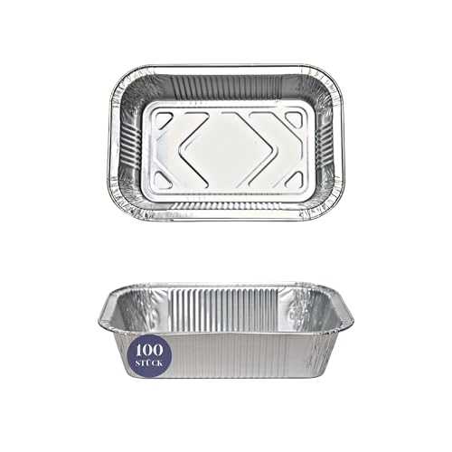 Inoverse 100 stück Aluschalen mit Deckel 887ml 21 7x11 2x5 4 cm Aluminium Grillschalen & Tropfschalen für Grill Kochen & Backen Einweg Fettauffangschalen Ofen & Gefrierschrankgeeignet