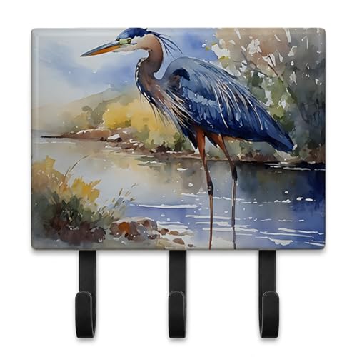 Caroline's Treasures Blue Heron Decorative Ceramic Triple Wall Hook