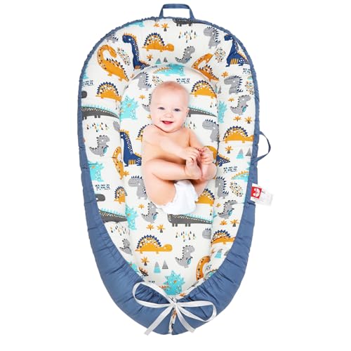 Image of Baby Lounger for Newborn- Baby Nest Cover Co Sleeping for Baby 0-24 Months, Breathable Portable Infant Nest - Adjustable Cotton Soft Baby Floor Seat for Travel, Newborn Essentials Gifts