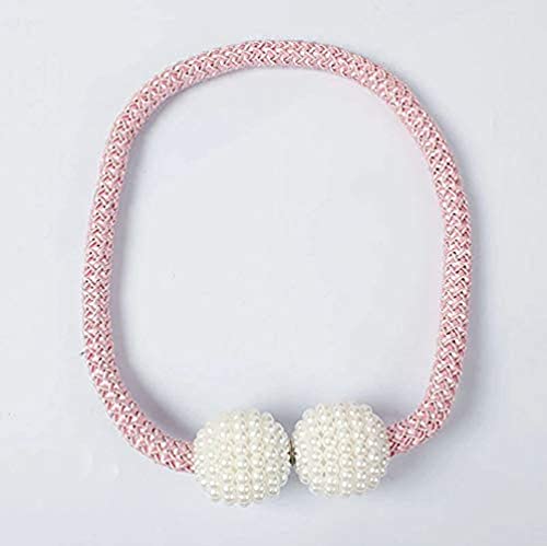 Image of Home Cloud Magnetic Curtain Tiebacks Convenient Drape Tie Backs - Pearl Decorative Rope Holdback Holder for Window Drapries Color Multi (1pair 2 pcs) (L.Pink)