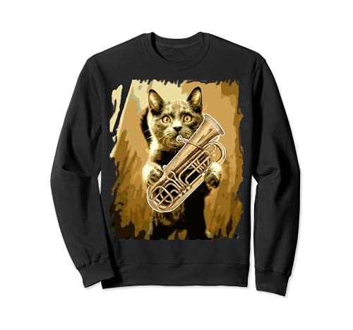 Tuba Player divertido gato jugando Tuba Sudadera Cover