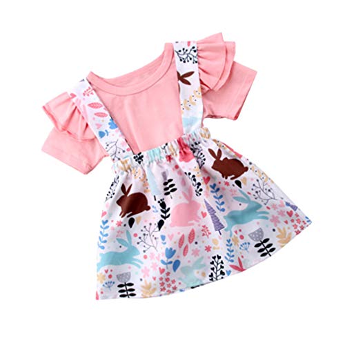 Conjunto de roupas para meninas da Páscoa com estampa floral e design de coelhinho da FENICAL (adequ