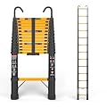 SINMEIRUN 12.5 FT Telescoping Ladder with Hooks, ANSI Certified, Type I Heavy Duty, 330lbs Max Capacity, Aluminum Extension Ladder for Home, Roof, RV; Yellow