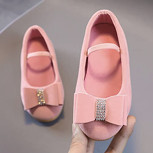Girls Sandals Girls Princess Shoes Toddler Infant Kids Baby Bowknot Single Sandals Shoes Little Girl Bedroom Slipper (Pink, 25 Toddler)2