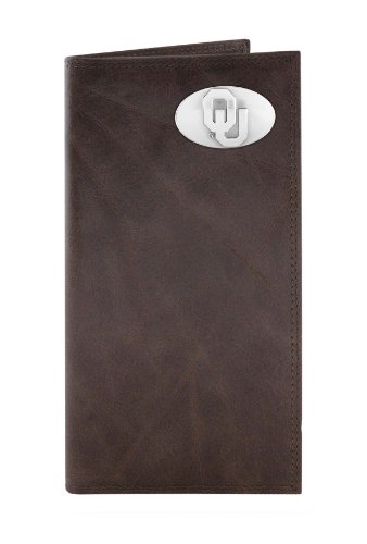 NCAA Oklahoma Sooners Brown Wrinkle Leather Roper Concho Wallet, One Size
