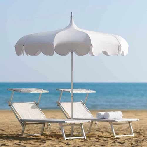BGBZHMMEE Ombrellone da Giardino A Pagoda da 9 Piedi, Ombrellone da Tavolo per Esterni, Grande Ombrellone da Mercato in Stile Boho, per Vacanze, Cortile, Giardino(White)