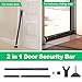 Sliding Glass Door Lock & Door Stoppers Security Bar Keep Your Home Security, Adjustable Jammer with Interchangeable Caps & Rubber Tips, Ideal for Home, Apartment and Travel Protection,Black 1Pack