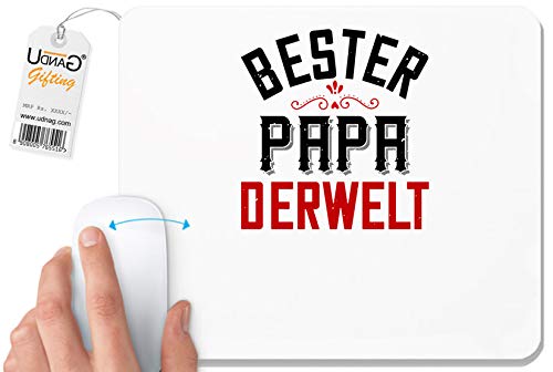UDNAG White Mousepad 'Papa, Father | Bester papa' for Computer/PC/Laptop [230 x 200 x 5mm]
