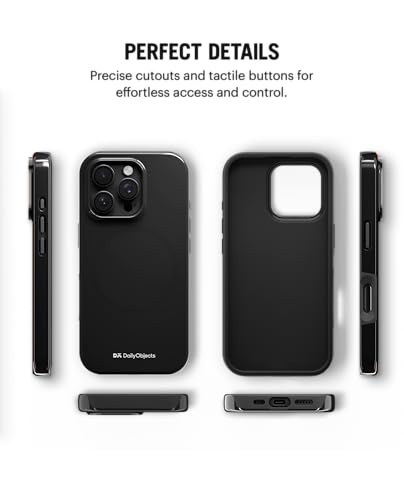 Image of DailyObjects Polycarbonate Enamel Bumper Magsafe Case for iPhone 16 Pro Compatible with Mag-Safe Wireless Charging | Black Hybrid Magnetic Back Cover