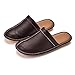 Men’s Genuine Cowhide Leather Slippers, Breathable Leather Soft Smooth Sole Bedroom Flat Shoes House Slippers Indoor Outdoor (DarkBrown, 10-11, Adult, Men, 10, Numeric, US Footwear Size System, Medium)