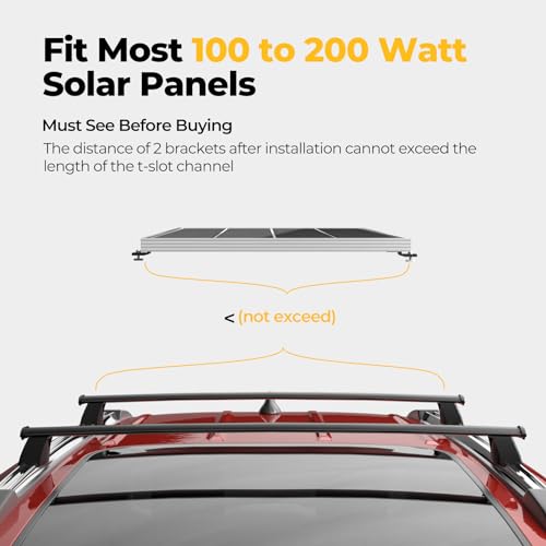 Image of BougeRV Solar Panel T-Slot Mounting Kit Fits for Auto Cross Bars with T-Track to Secure Most 100 to 200 Watt, Heavy Duty Solar Panel Roof Rack Mounting Brackets DIY Off-Grid Solar Systems
