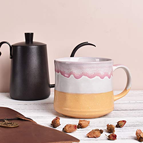 Bosmarlin Large Ceramic Coffee Mug, Big Tea Cup, 7 Colors To Choose, 21 Oz, Dishwasher And Microwave Safe, 1 Pcs (Yellow) #TOP3