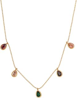 PALMONAS Colourful Stones Necklace for Women - 18K Gold Plated Necklace, Women's Jewellery | Gift for Girls & Women Price In India