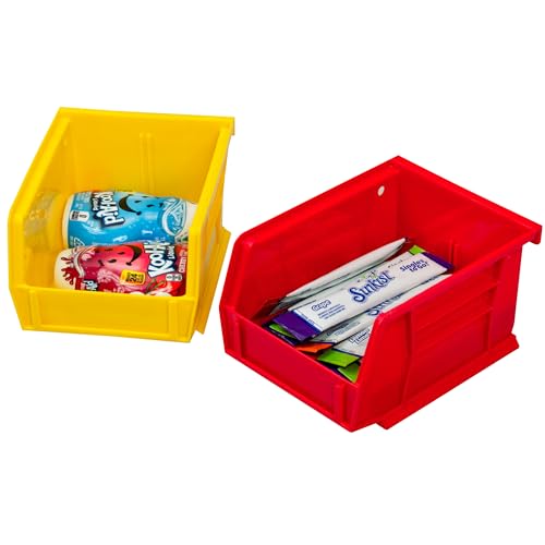 Image of Akro-Mils Storage Bins 30210, Plastic | Stackable | Hanging Design | 5 inch x 4 inch x 3 inch | Yellow | Pack of 24