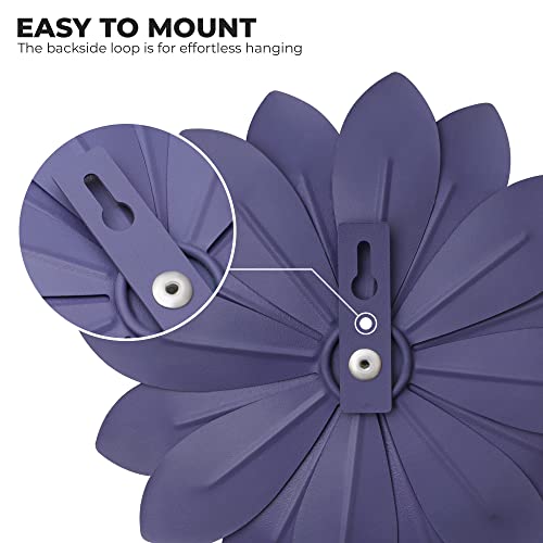 Everydecor 3D Metal Succulent Wall Decor - Purple, Hand Painted, Hanging Metal Flowers Wall Decor For Living Room, Bedroom, Kitchen, Bathroom - Flower Wall Art For Indoor & Outdoor Decor #TOP3