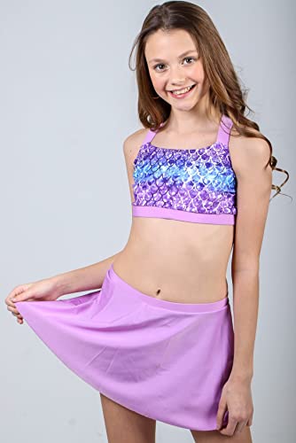 Cutemile Little Girls Two Piece Tankini Swimsuit Summer Boyshort Bathing Suit Beach Rash Guard Swimwear 6-13 Years2