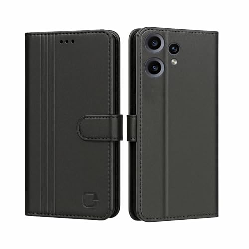 Image of AIBEX Shock Proof Flip Compatible for CMF Phone 2 Pro 5G Flip Cover Leather Finish | Inside TPU with Card Pockets | Wallet Stand | Complete Protection Flip Case- Black