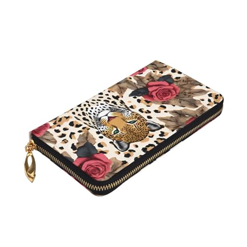 Striped Leopard Long Leather Wallet,Large Capacity Soft Pu Leather Purse For Women With Multiple Card Slots Phone Pocket And Zipper Coin Purse Stylish Phone Card Holder Clutch3