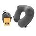 M Pillow (Rest Easy) Premium Inflatable Travel Neck Pillow, Super Comfy Ergonomic Design, Inflate with Hand, Luxury Velvet Washable Cover, Hygienic, Easy to Use and Pack, One Year Warranty (gray)