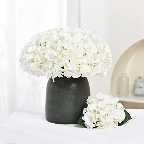 Lushidi Silk Hydrangea Heads With Stems Artificial Flowers Heads For Home Wedding Decor(Off White 20Pcs) #TOP2