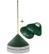 Novatool Laubrechen XL 60 cm grün Teleskopstiel + Laubpicker XL Grün Laubschaufel (1, 60cm+Laubpi...