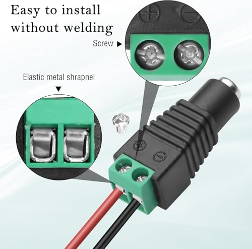 Image of MX DC Female Connector for 4+1 Cable (RT-4 Type) - 5.5mm x 2.1mm Power Socket with Screw Terminal - Pack of 20 - Adapter for CCTV Camera, LED Strip, Router, and 12V Devices