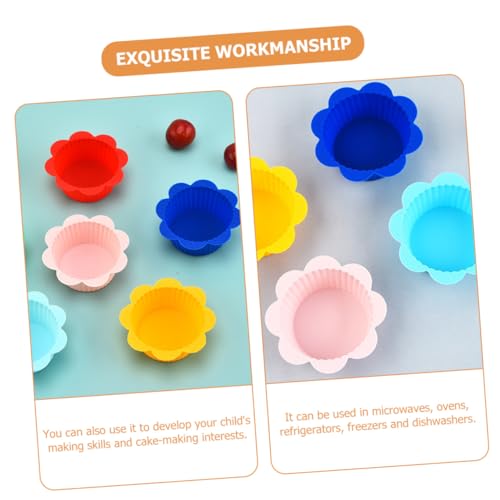 24 pezzi Pirottini Muffin in Silicone Riutilizzabili Antiscivolo e Termoconduttivi con Etichette Forma di Fiore per Cupcake Pane e Dolci Creativi - immagine 4